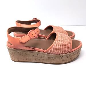 Fitflop Eloise Wedge Sandals Size 11 US 43 EU Orange Woven Cork Wrap NEW NWOB